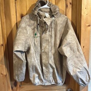 Frog Toggs Outerwear Tan Hooded Jacket with Embroidered Logo